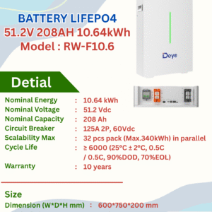 DEYE 208Ah 51.2V RW-F10.6(ประกัน 10ปี)