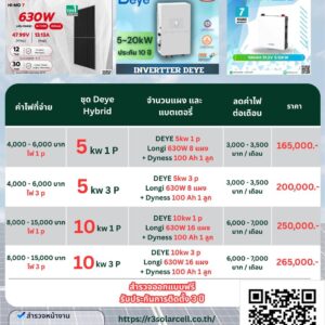 ชุดโซลาร์เซลล์ระบบไฮบริด DEYE +Dyness  Batt Lithium 5 kw