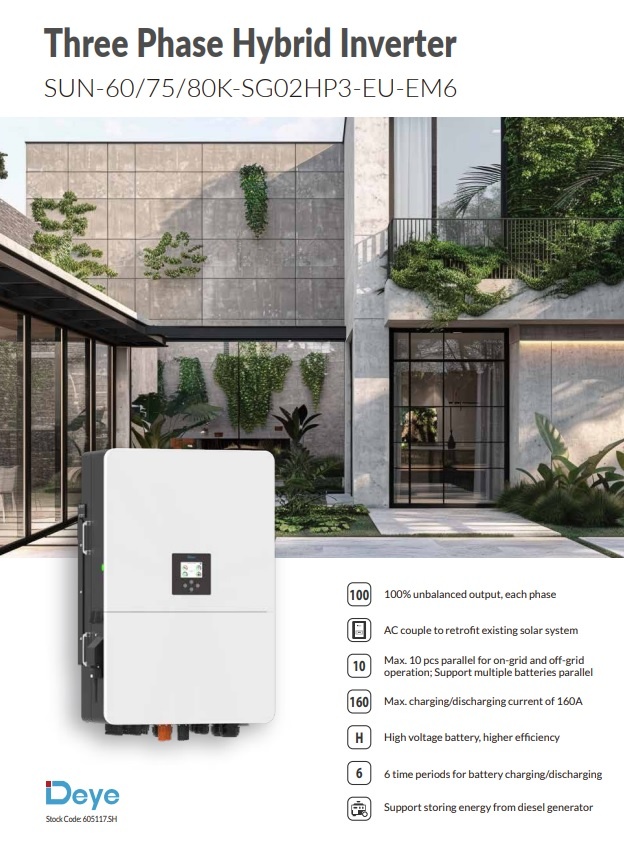 DEYE 80kW Inverter DEYE 3Phase SUN 80K -SG02HP3 EU BM6