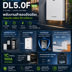 DYNESS DL5.0F แบตเตอรี่ลิเธียมสำหรับโซลาร์เซลล์ 5.12kWh | พลังงานสำรองอัจฉริยะสำหรับบ้านและธุรกิจ